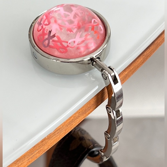 Foldable Bag Hook/Purse Hanger - Breast Cancer - Handmade - Fits most Tables - Picture 5 of 7